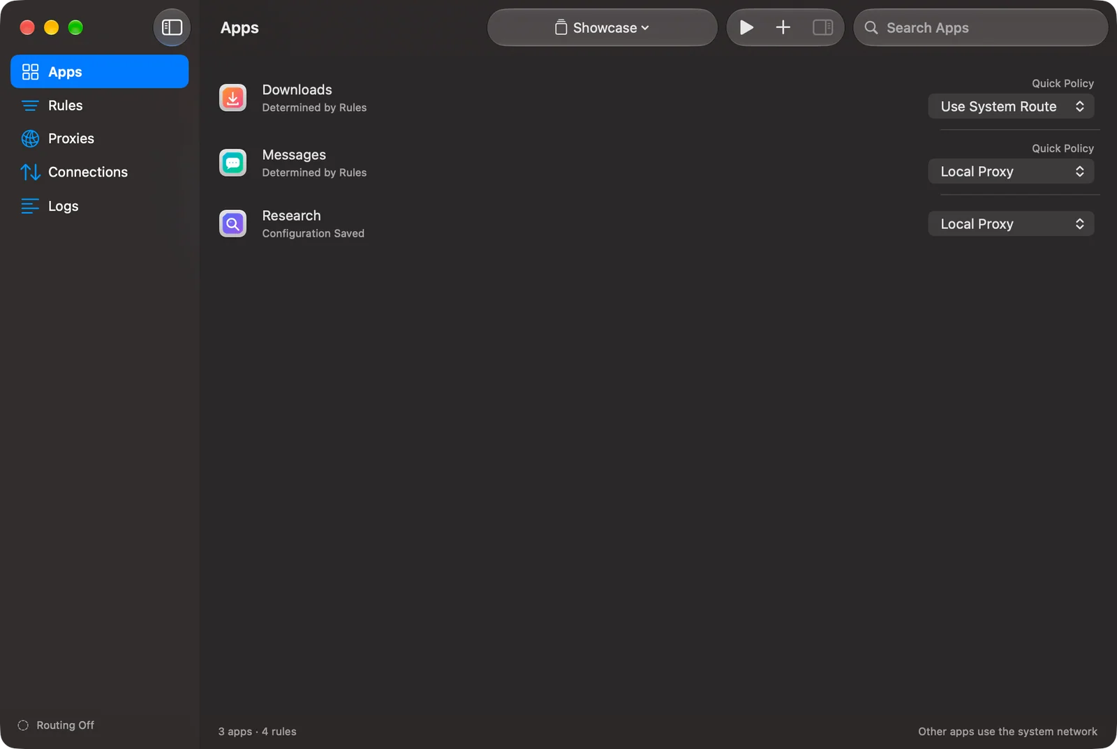 Choose a route for every app
